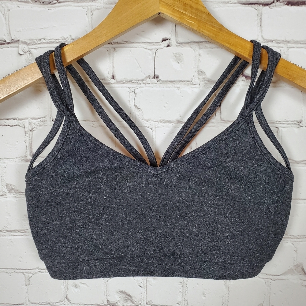 Solow Sport Gray and Red Strappy Sports Bra